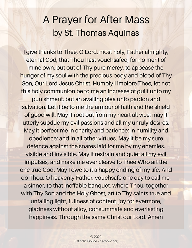 A Prayer for After Mass (by St. Thomas Aquinas) PDF