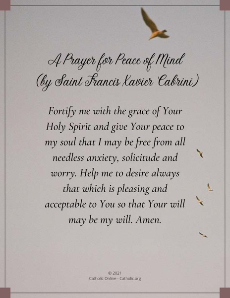 A Prayer for Peace of Mind (by Saint Francis Xavier Cabrini) PDF