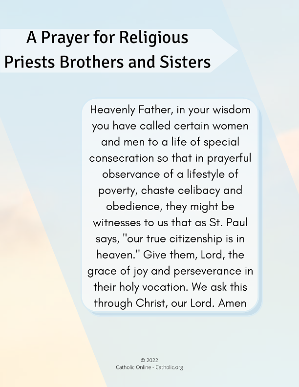 A Prayer for Religious Priests Brothers and Sisters PDF