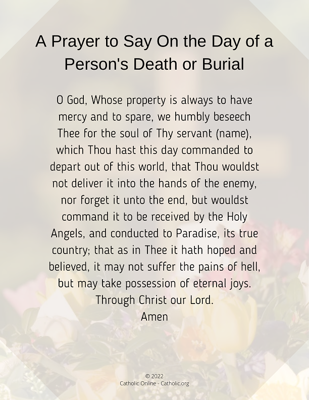 A Prayer to Say On the Day of a Person's Death or Burial PDF