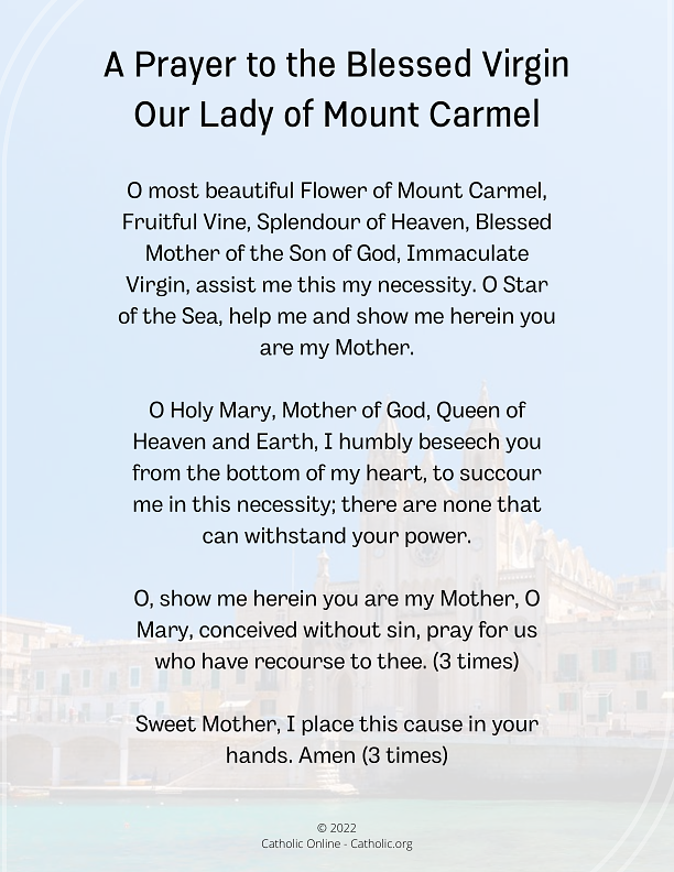 A Prayer to the Blessed Virgin Our Lady of Mount Carmel PDF
