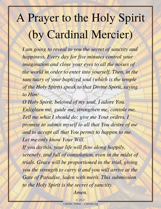 A Prayer to the Holy Spirit (by Cardinal Mercier) PDF
