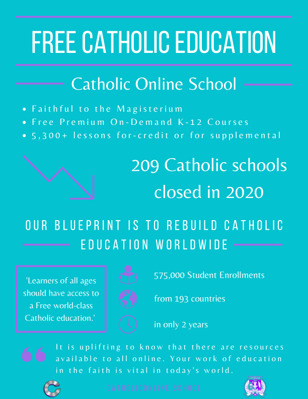 Free Catholic Education: Catholic Online School One Page PDF