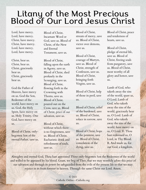 Litany of the Most Precious Blood of Our Lord Jesus Christ PDF