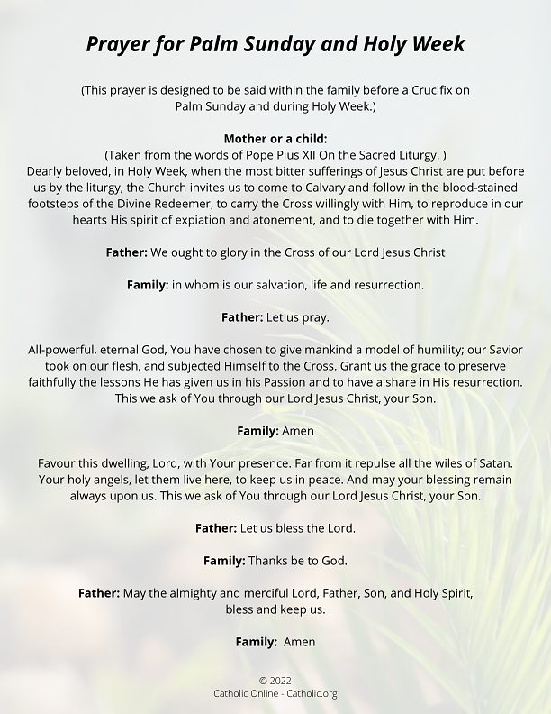 Prayer for Palm Sunday and Holy Week PDF