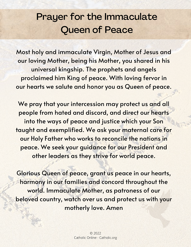 Prayer for the Immaculate Queen of Peace PDF