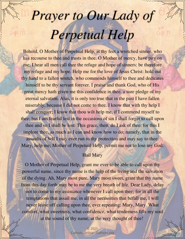 Prayer to Our Lady of Perpetual Help PDF