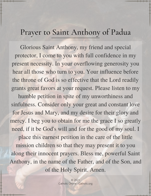 Prayer to Saint Anthony of Padua PDF