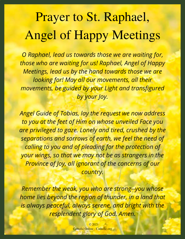 Prayer to St. Raphael, Angel of Happy Meetings PDF
