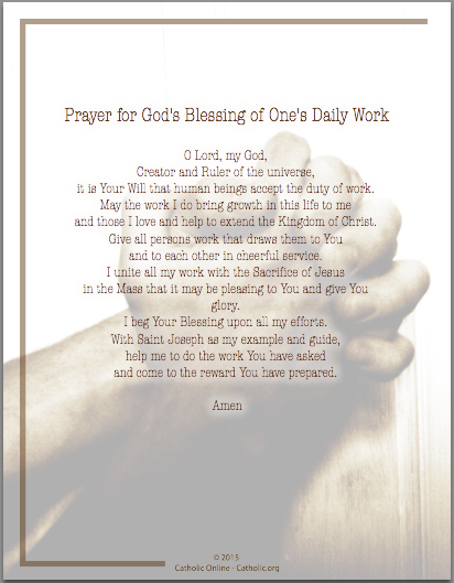 Prayer for God's Blessing of One's Daily Work PDF