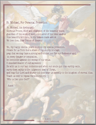St. Michael, For Personal Protection prayer PDF