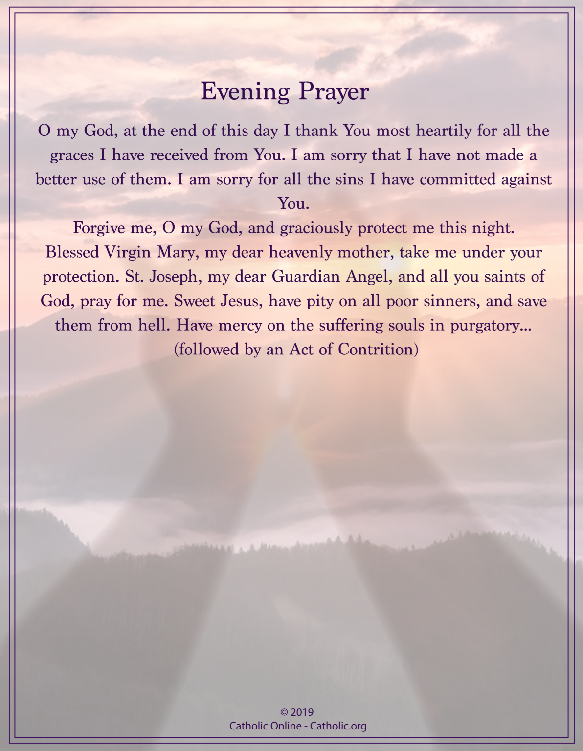 Evening Prayer (FREE PDF) | Catholic Online Learning Resources