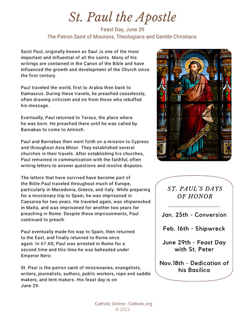 St. Paul the Apostle bio PDF