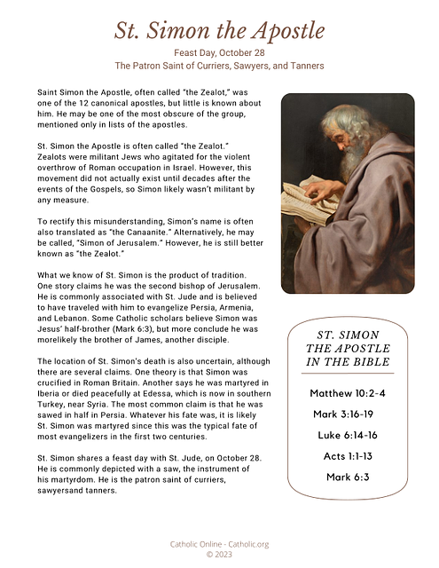 St. Simon the Apostle bio PDF