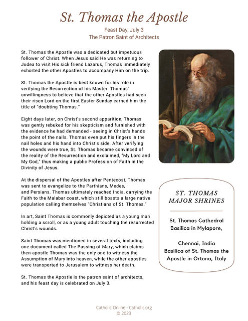 St. Thomas the Apostle bio PDF