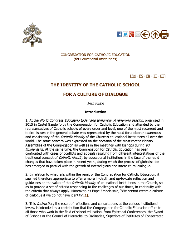 The Identity of the Catholic School PDF