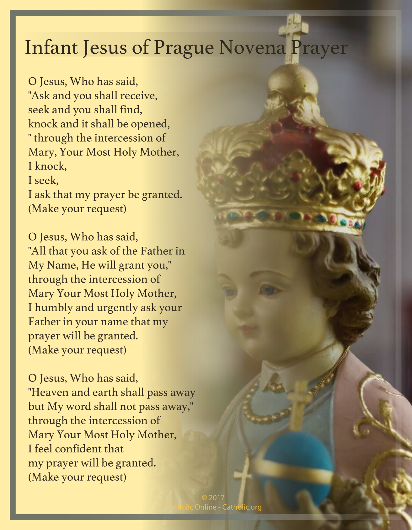 Infant Jesus of Prague Novena Prayer PDF