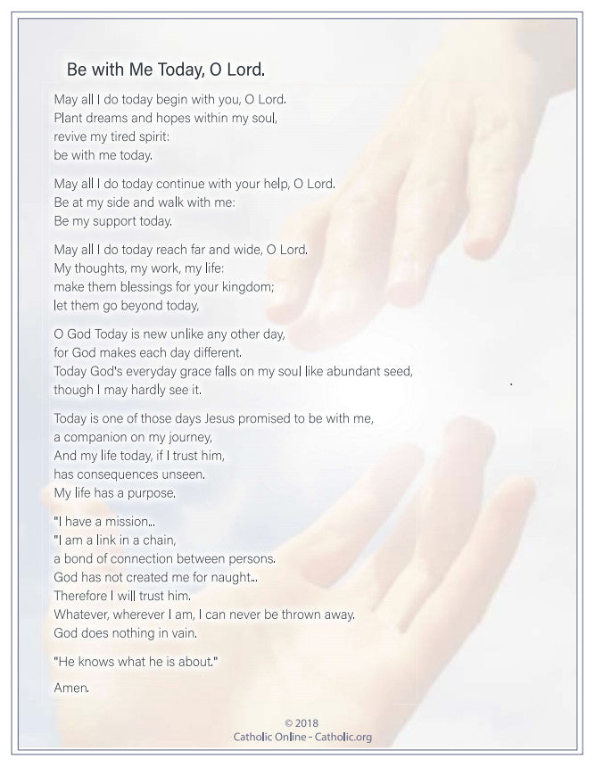 Be with Me Today, O Lord prayer PDF