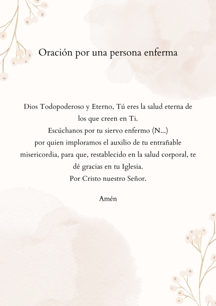 Oración por una Persona Enferma - A Prayer for a Sick Person in Spanish PDF