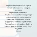 Prière pour les Enseignants - Prayer for Teachers in French PDF