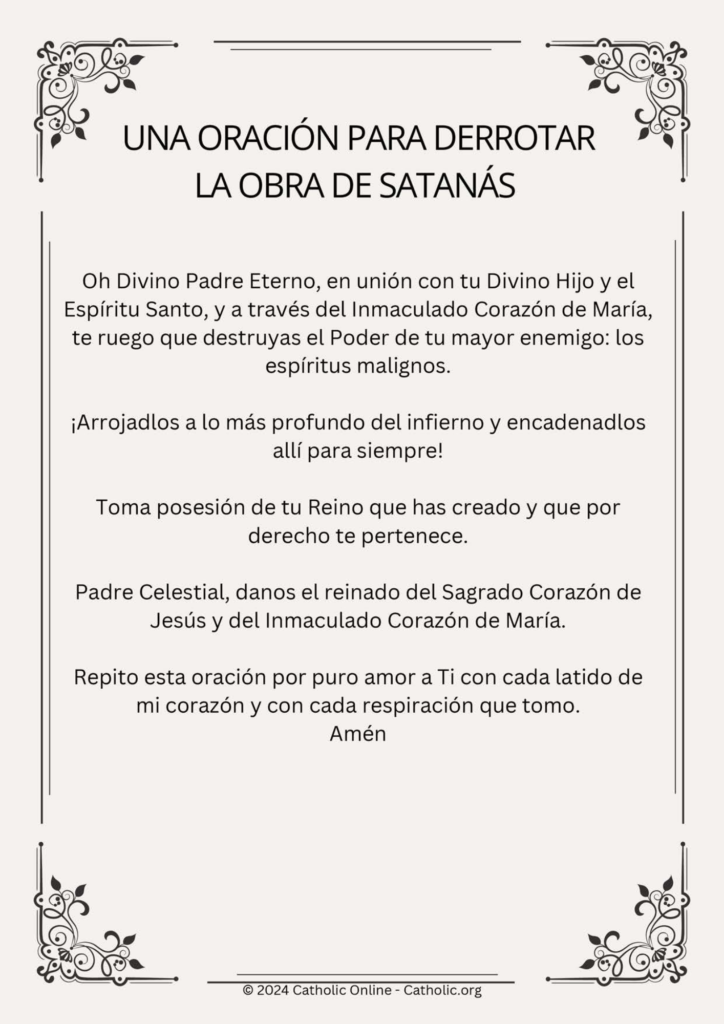 Una Oración Para Derrotar La Obra De Satanás - A Prayer to Defeat the Work of Satan in Spanish PDF