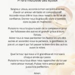 Prière mutuelle des époux - Prayer of Spouses for Each Other in French PDF