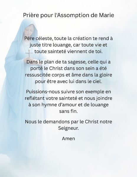 Priere pour l'Assomption de Marie - Prayer for the Assumption of Mary in French PDF