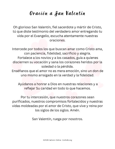 Oración a San Valentín - Prayer to Saint Valentine in Spanish pdf