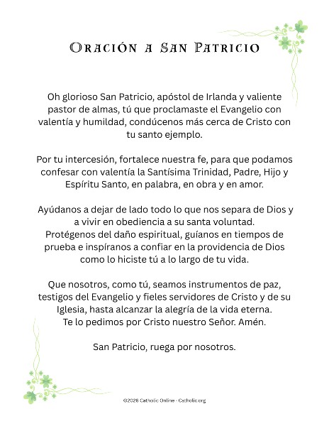 Oración a San Patricio - Prayer to Saint Patrick in Spanish pdf