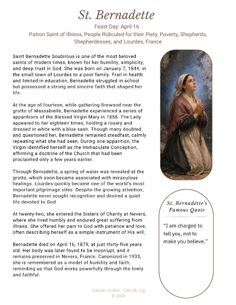 St. Bernadette Bio