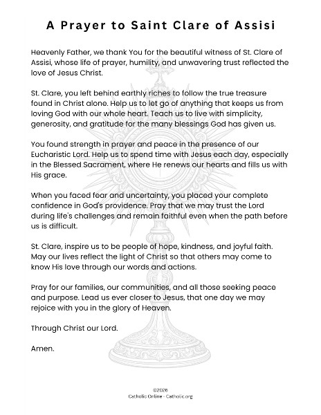 A Prayer to St. Clare of Assisi pdf