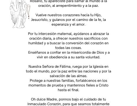 Oración a Nuestra Señora de Fátima - Prayer to Our Lady of Fatima in Spanish pdf