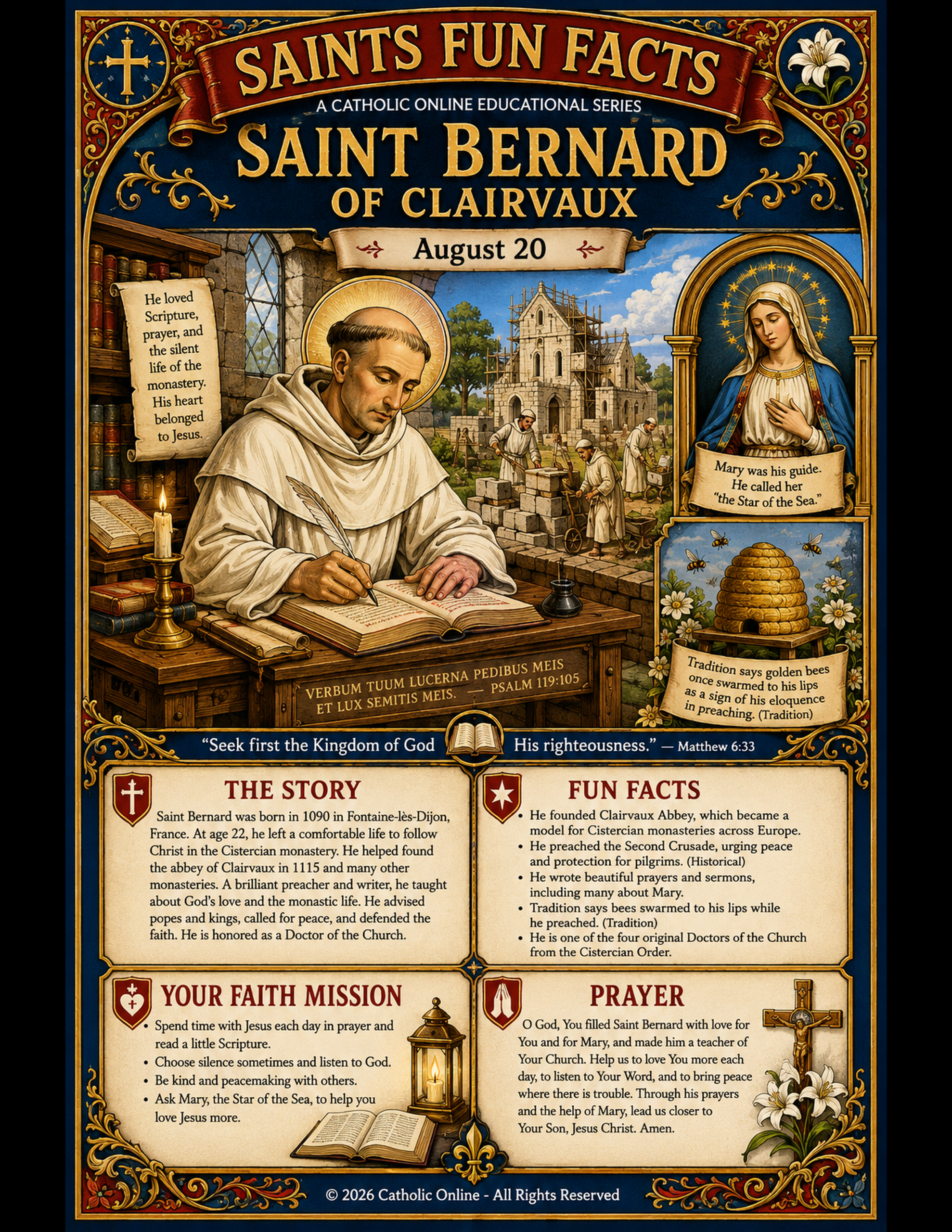 Saints Fun Facts for St. Bernard of Clairvaux