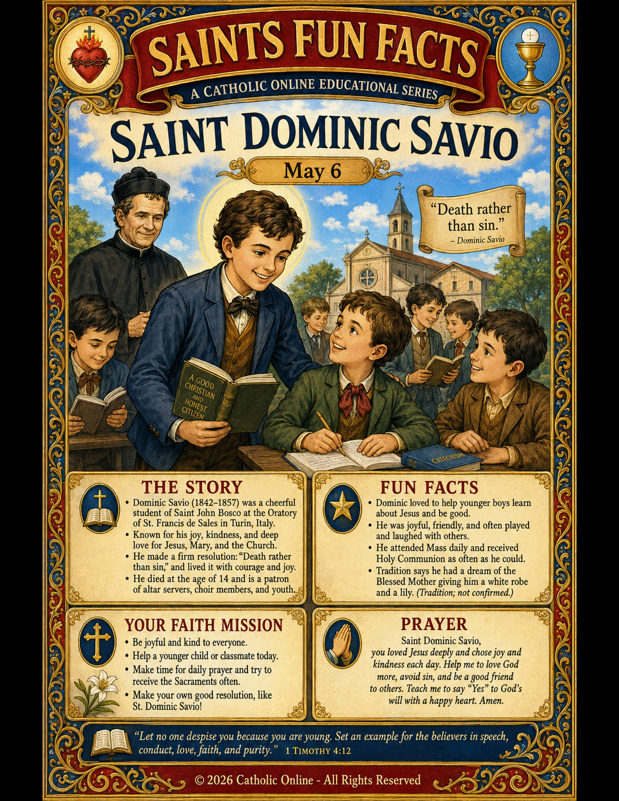 Saints Fun Facts for St. Dominic Savio