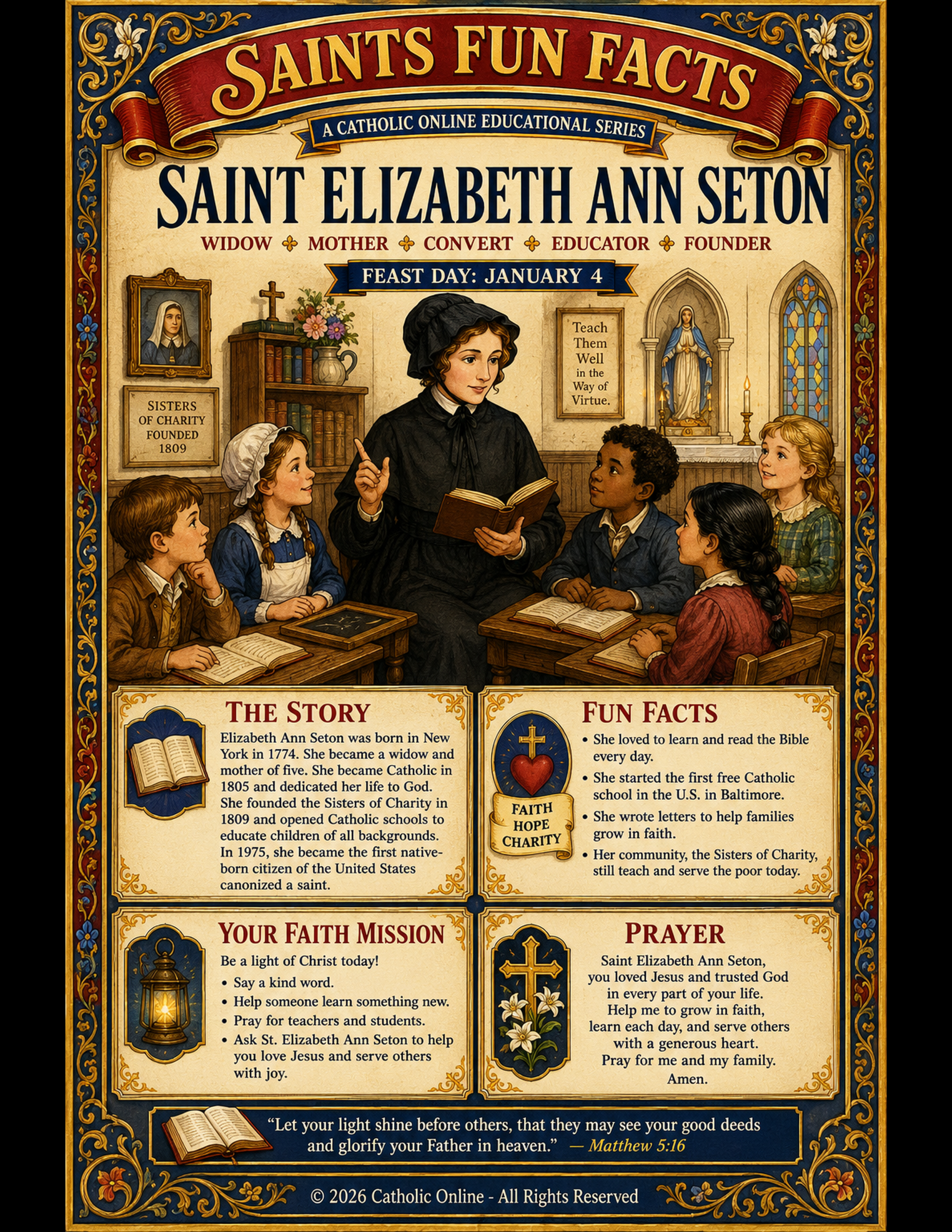 Saints Fun Facts for St. Elizabeth Ann Seton