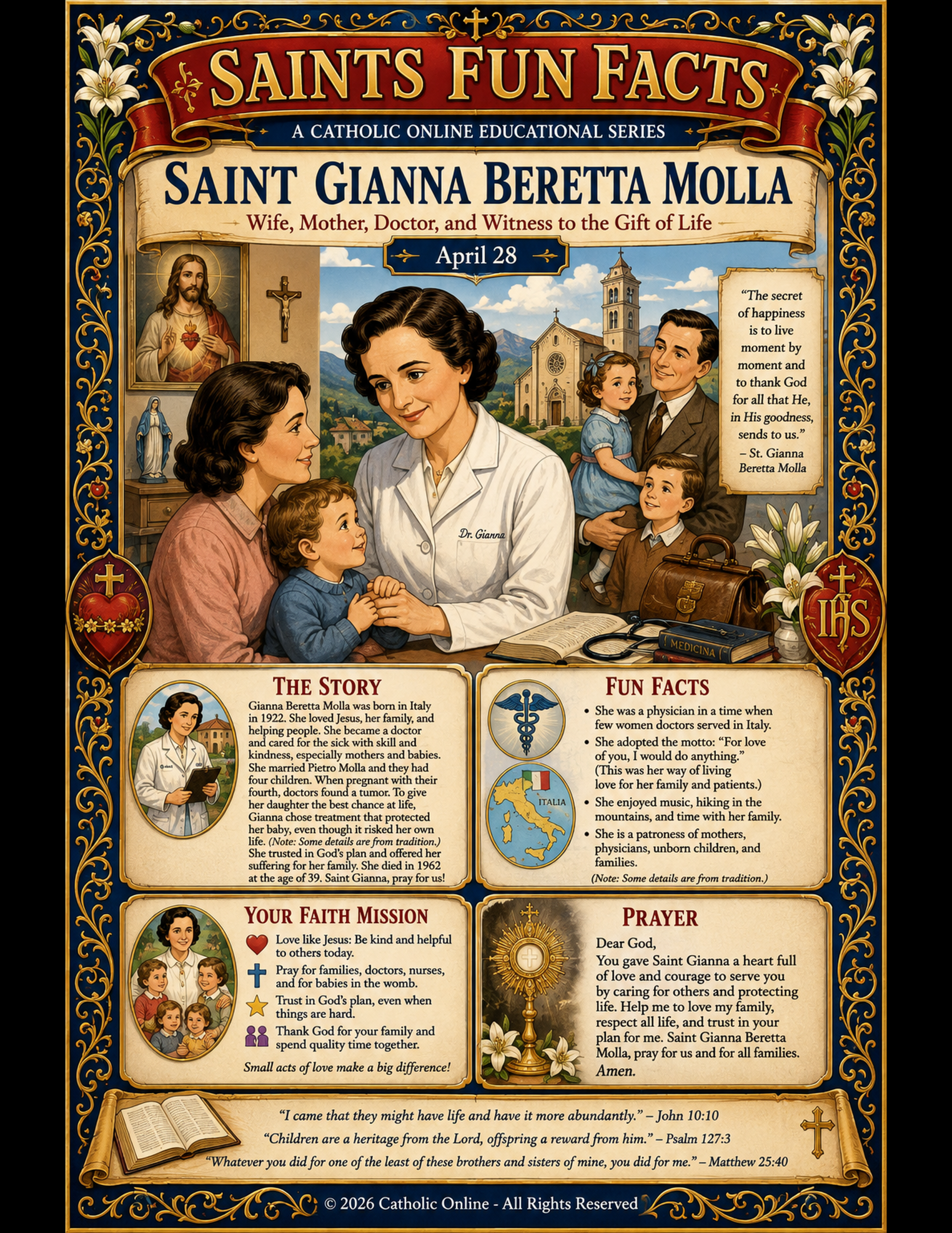 Saints Fun Facts for St. Gianna Beretta Molla