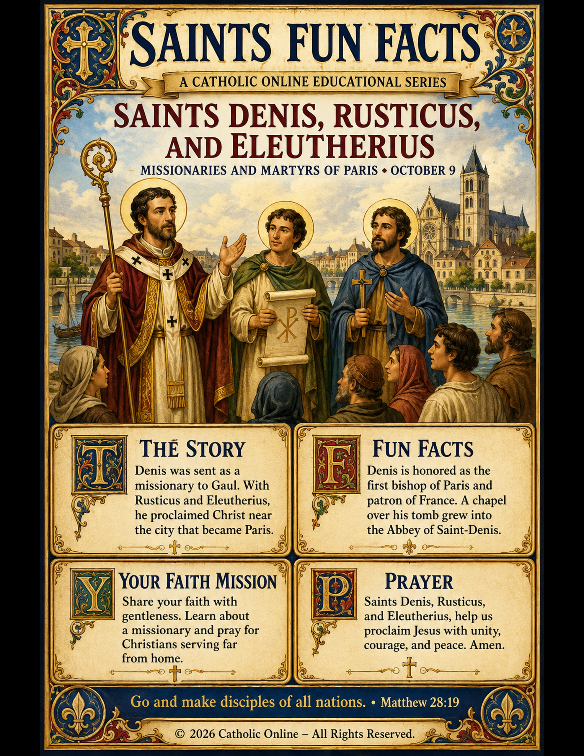 Saints Fun Facts for Sts. Denis, Rusticus, and Eleutherius