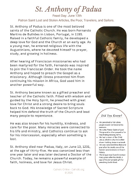St Anthony of Padua bio pdf