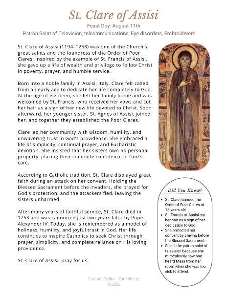 St. Clare of Assisi bio pdf