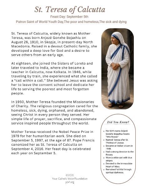 St. Teresa of Calcutta Bio pdf