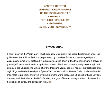 The Rosary of the Virgin Mary - Rosarium Virginis Mariae - an Apostolic Letter from Pope John Paul II PDF