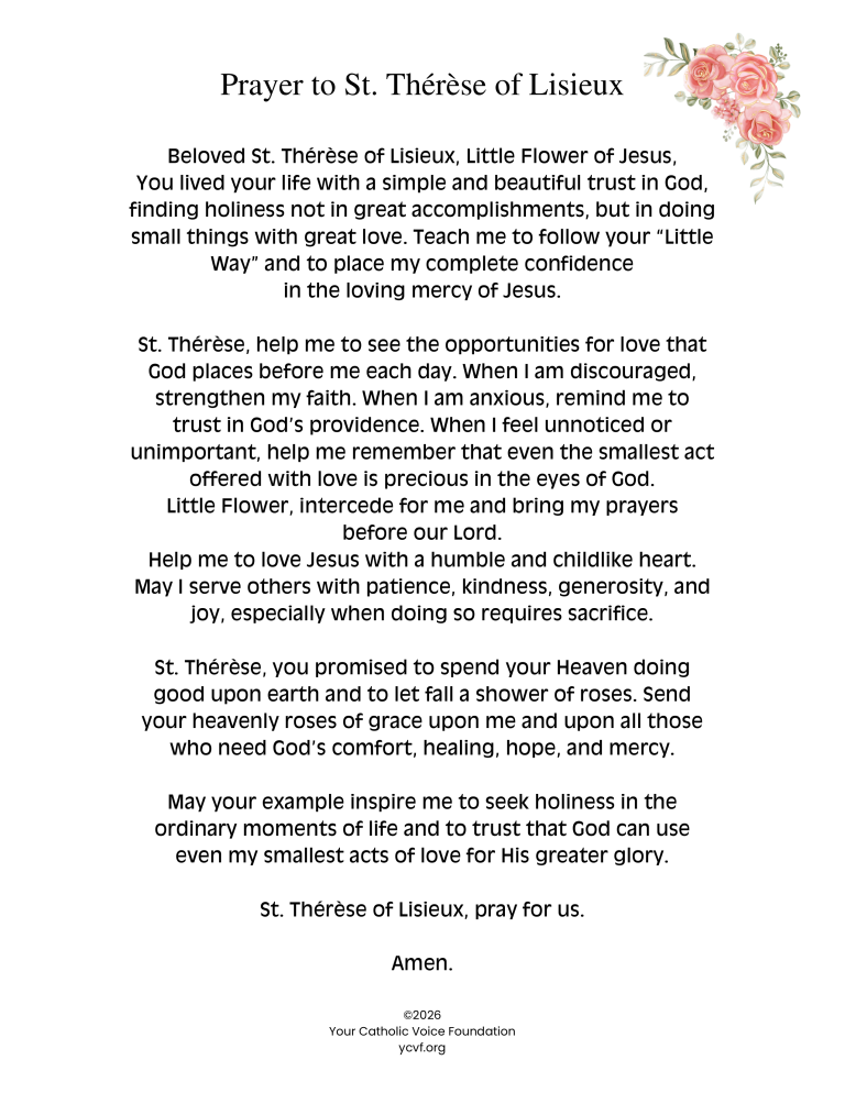 Prayer to St. Thérèse of Lisieux (FREE PDF)