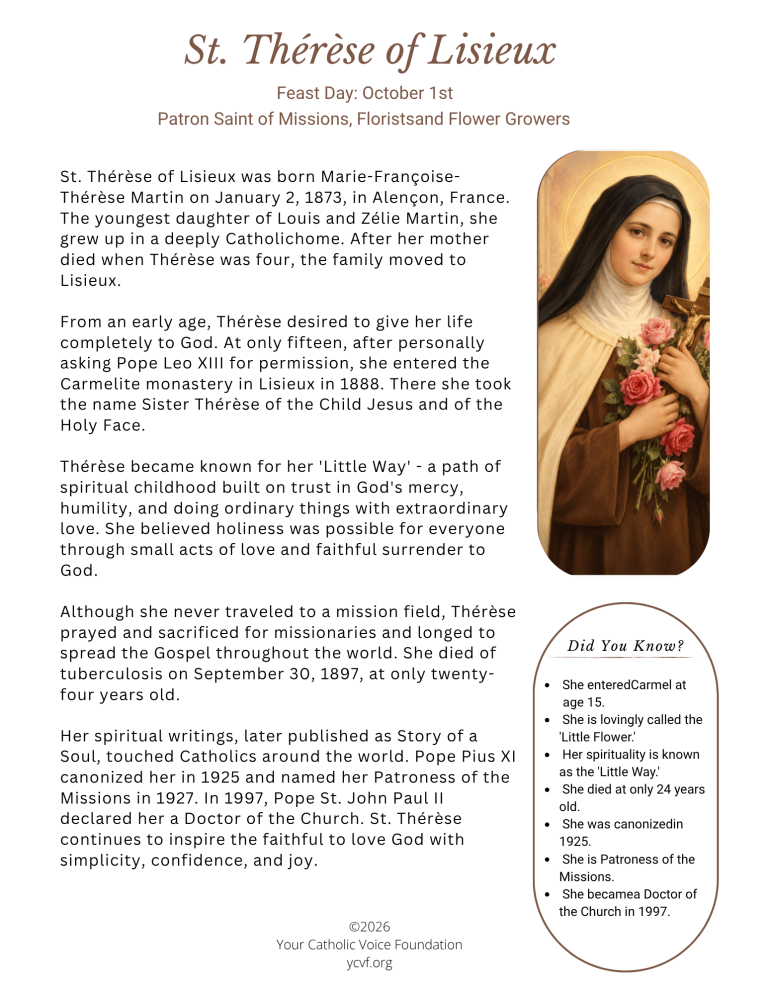 St. Thérèse of Lisieux Bio (FREE PDF)