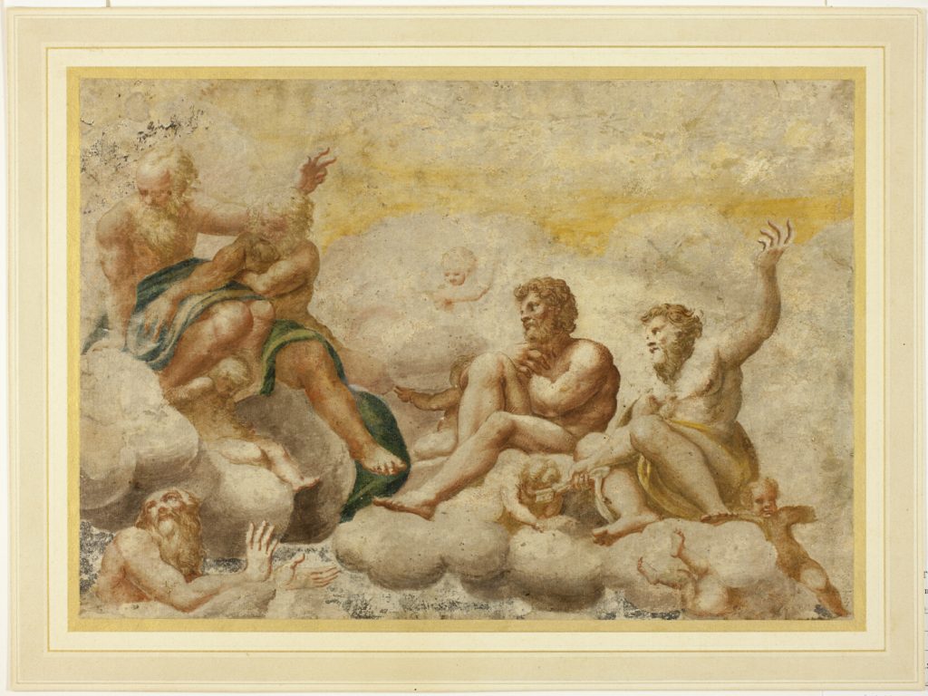 Saint Peter and other Seated Apostles, with Saint John the Evangelist Below