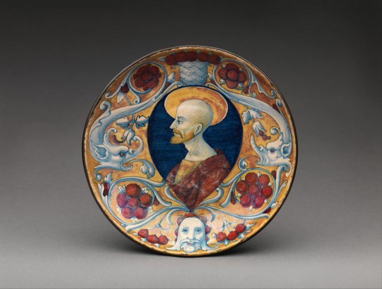 Shallow bowl with a bearded saint