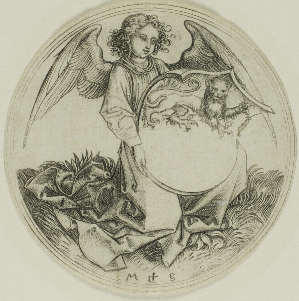 Shield with a Lion, Held by an Angel