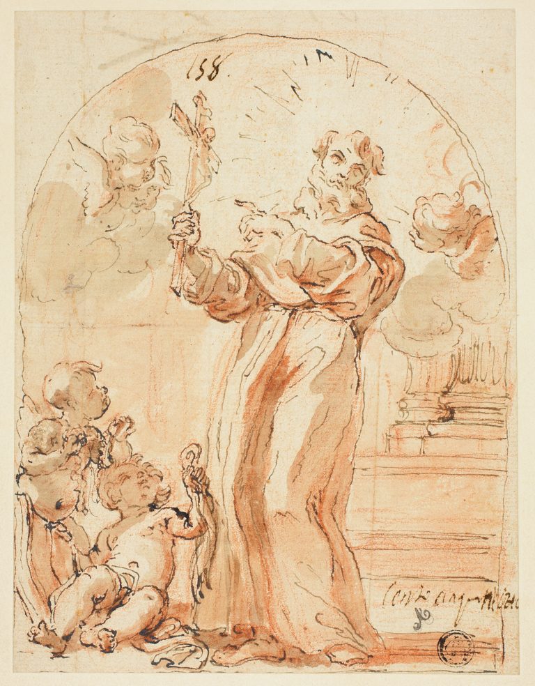 Standing Franciscan Saint Holding Crucifix