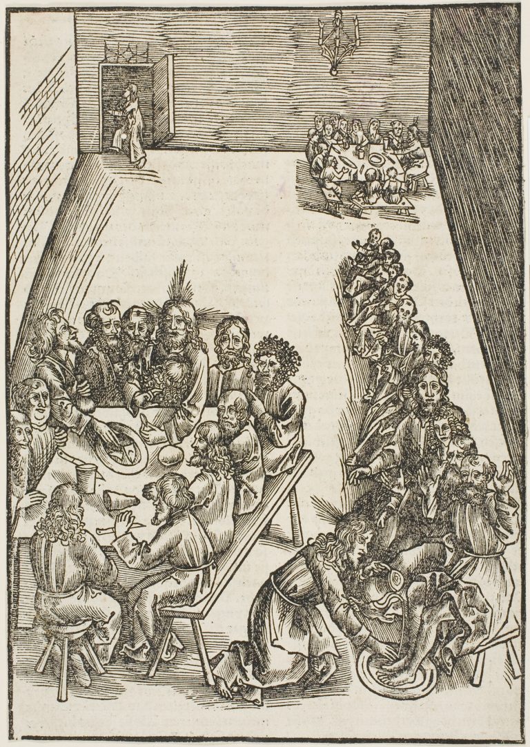 The Last Supper and Christ Washing the Feet of His Disciples, plate nine from Passio domini nostri Jesu Christi