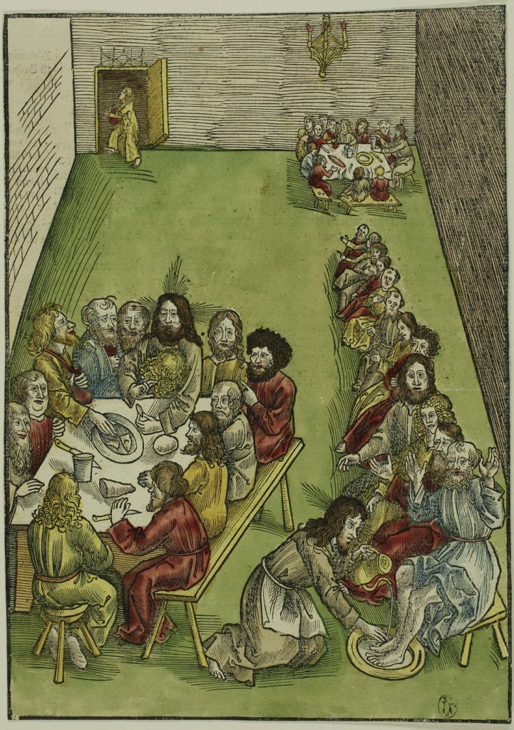The Last Supper and Christ Washing the Feet of his Disciples, plate nine from Passio domini nostri Jesu Christi