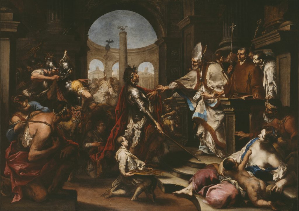 Theodosius Repulsed from the Church by Saint Ambrose